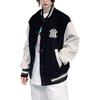 MLB Letter Logo Spliced Single-Breasted Baseball Jacket Unisex jackets Black 3AJPB0131-50BKS