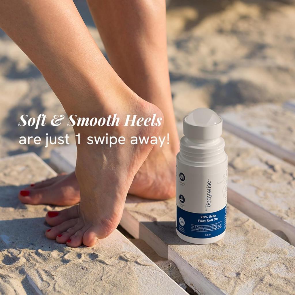 Be Bodywise Crema Piedi con Urea al 20% Roll-On 50ml | Per Talloni Screpolati e Secchi | Con Acido Lattico al 2%, Vitamina E e Olio d'Oliva | Aiuta a Idratare e Riparare C