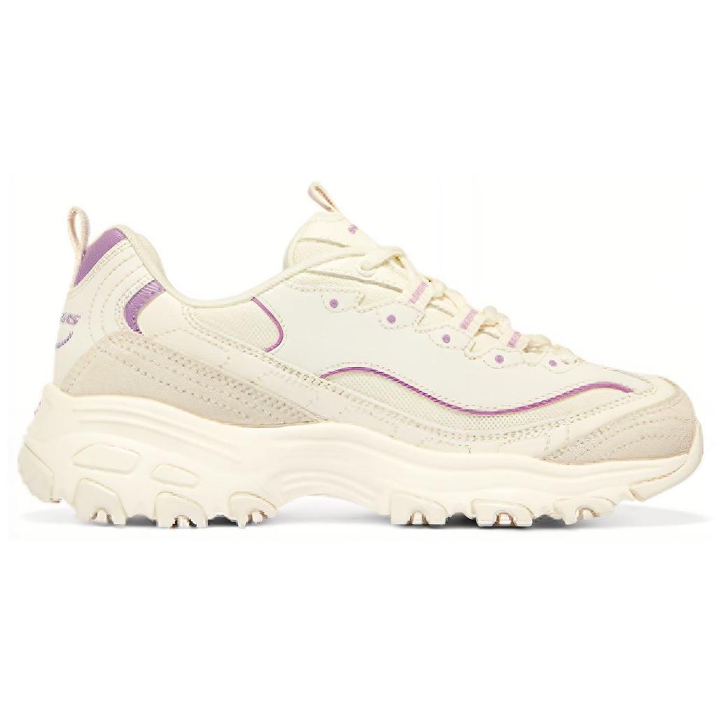 Skechers DLites Casual Comfort Low Top Dad Shoes Women Sneakers Off-White Purple 896108-NTPR