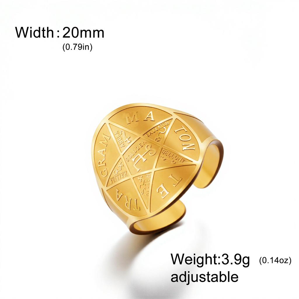 COOLTIME Pentagram of Solomon Ring Stainless Steel Adjustable Supernatural Magician Amulet Ring Jewelry Gift for Women Men