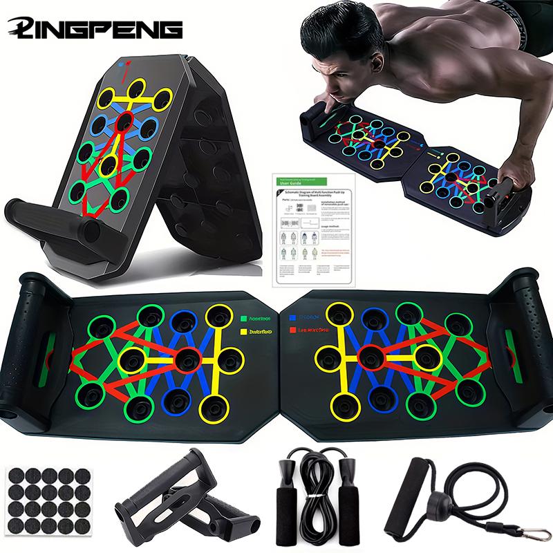 Tabla de flexiones portátil multifuncional con asas, equipo de fitness plegable para entrenamiento de pecho, abdomen, brazos y espalda