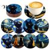 Kitchen Table Accessories Wooden Cat Coasters, Decorative Heat Resistant Mats, Non-slip Cup Cute Coasters for Office Insulation Hot Drinks And