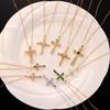 Hip Hop Cool Zircon Cross Necklaces for Women Men Fashion Stainless Steel Chains Shiny Cross Collar Jewelry Accessories Gifts