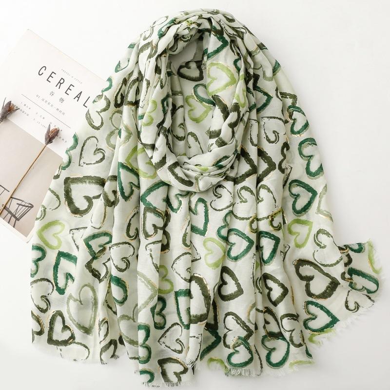 Pink Heart Women Viscose Scarf Summer Beach Shawl Cotton Linen Feeling Tassel Pashmina Muslim Hijab Wrap Lady