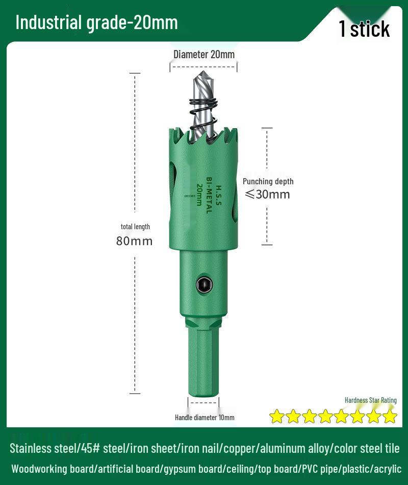 Green Forest Hole Saw Drill Bit for Metal, Wood, Plastic, and Gypsum Board