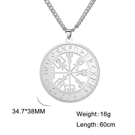 Vintage Nordic Rune Necklaces for Men Stainless Steel Norse Runes Jewerly Pagan Elder Futhark Pendant Amulet Talisman