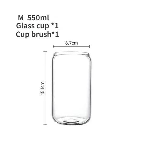 Drinking Cup Glasses with Bamboo Lid Juice Glass Straws Beer MugIce Coffee Mugs Cute Glasses Beer Jars Glasses Brush Drinkware