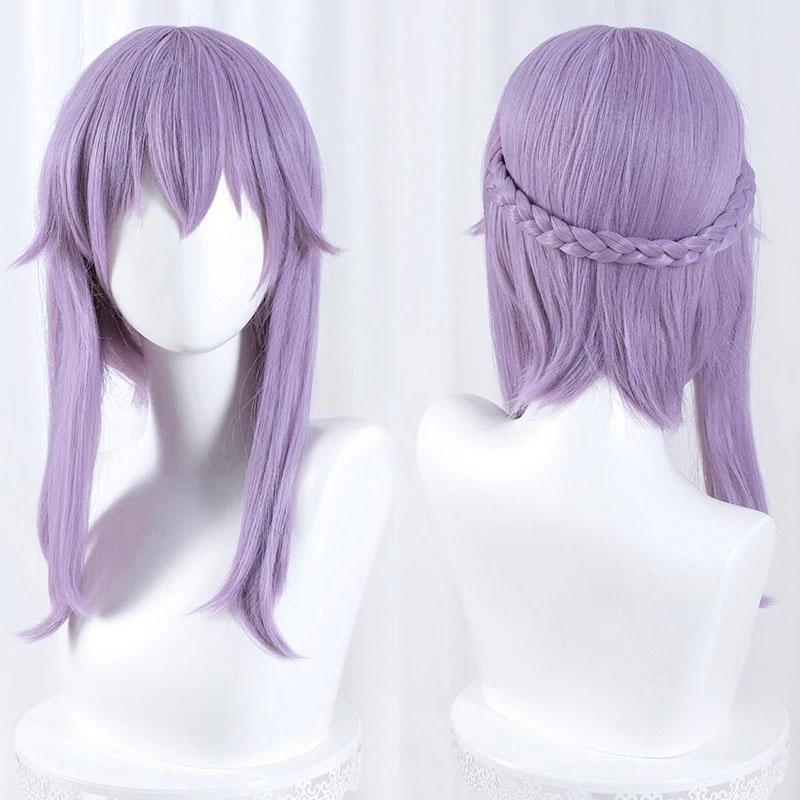 Perucă scurtă Hiiragi Shinoa pentru cosplay, violet deschis, cu împletituri, rezistentă la căldură, păr sintetic, pentru petrecere, anime, peruci + capac pentru perucă