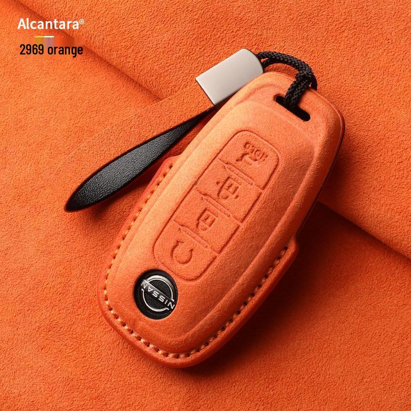 Nissan Teana/X-Trail/Qashqai/Tiida Key Case: Suede, Full Coverage, Tanlu Buckle