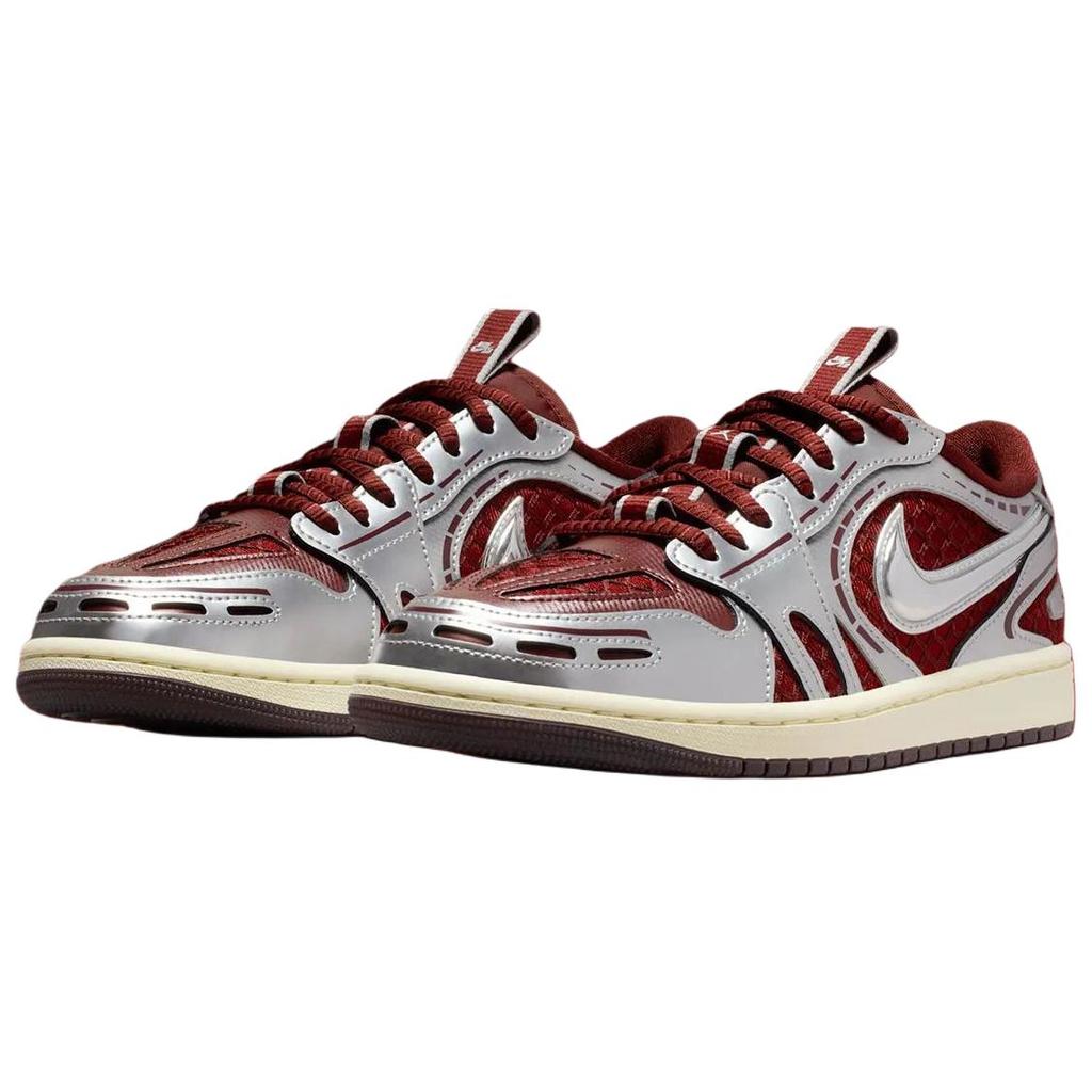 Jordan Air Jordan 1 Low top Vintage Basketball Shoes Women's Silver Red HQ2186-600