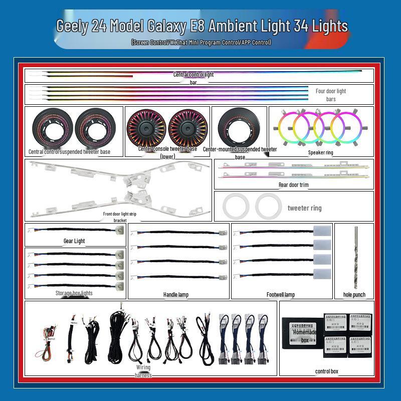 Geely Galaxy Starship Interior Ambient Light Modification Kit Geely 24 Model Galaxy E8 Ambient Light 34 Lights
