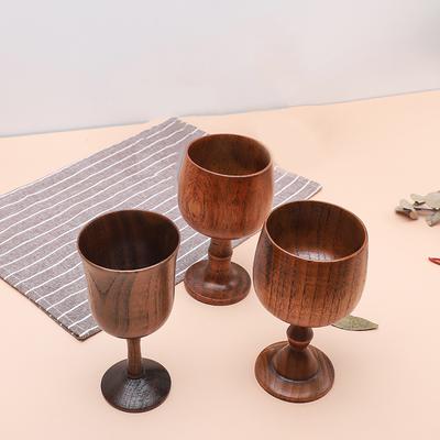 Taça de Cálice de Madeira de Abeto Natural Feita à Mão Ambiental Copo de Vinho Clássico Redondo Taça de Chá de Vinho Tinto Taças de Madeira Sólida Copos