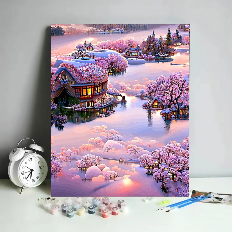 DIY Digital Oil Painting Kit Hand Paint By Numbers Acrylic Landscape Wall Art Birthday Gift