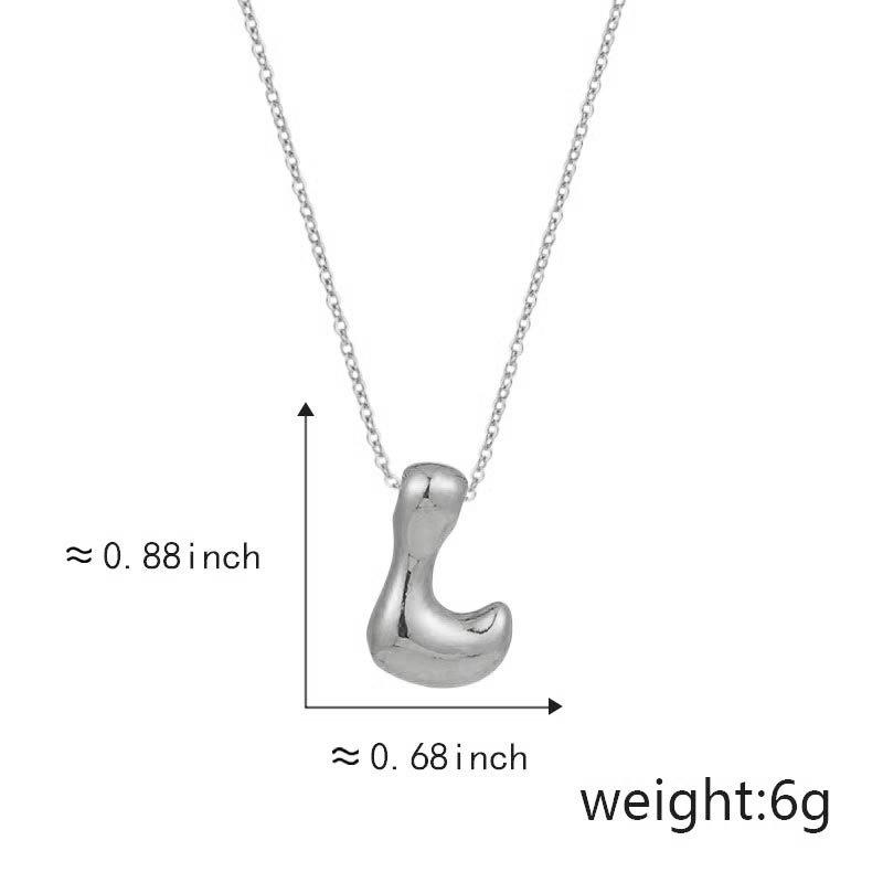 Cute Smooth Letter Necklace, Chubby Pendant, European and American Fashionable and Simple Collarbone Chain