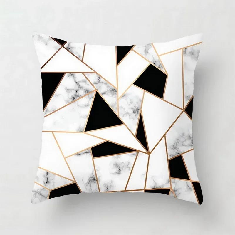 Pink Geometric Abstract Decorative Pillows Case Marble Pattern Flower Designer White and Black Grey Cheap Cushion Cover 45*45 Cm