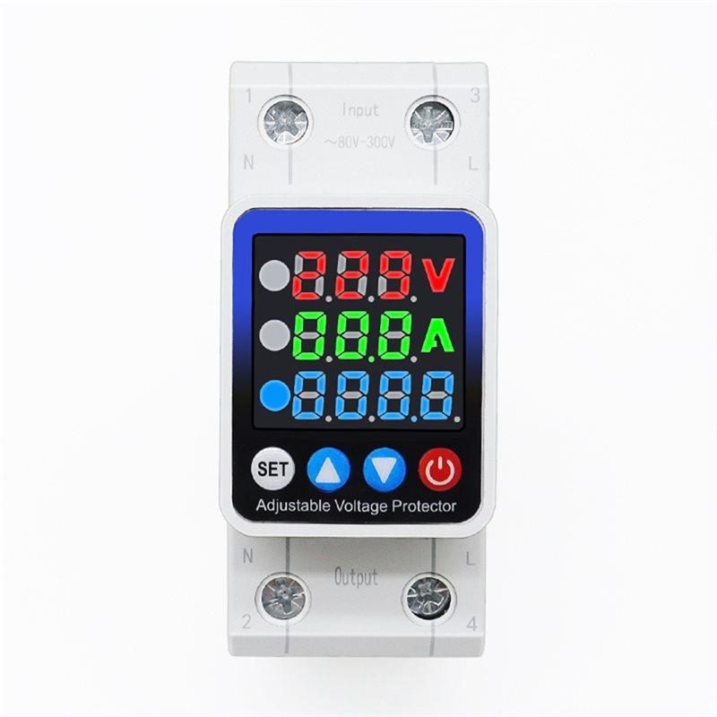 A25F-63A Power Consumption KWH Meter Single Phase Adjust Over Under Current And Voltage Protective Device Protector Relay