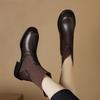 Krazing Pot Microfiber Autumn Winter Shoes Thick Med Heels Size 43 Chelsea Boots Back Knitwear Beauty Lady Stretch Ankle Boots