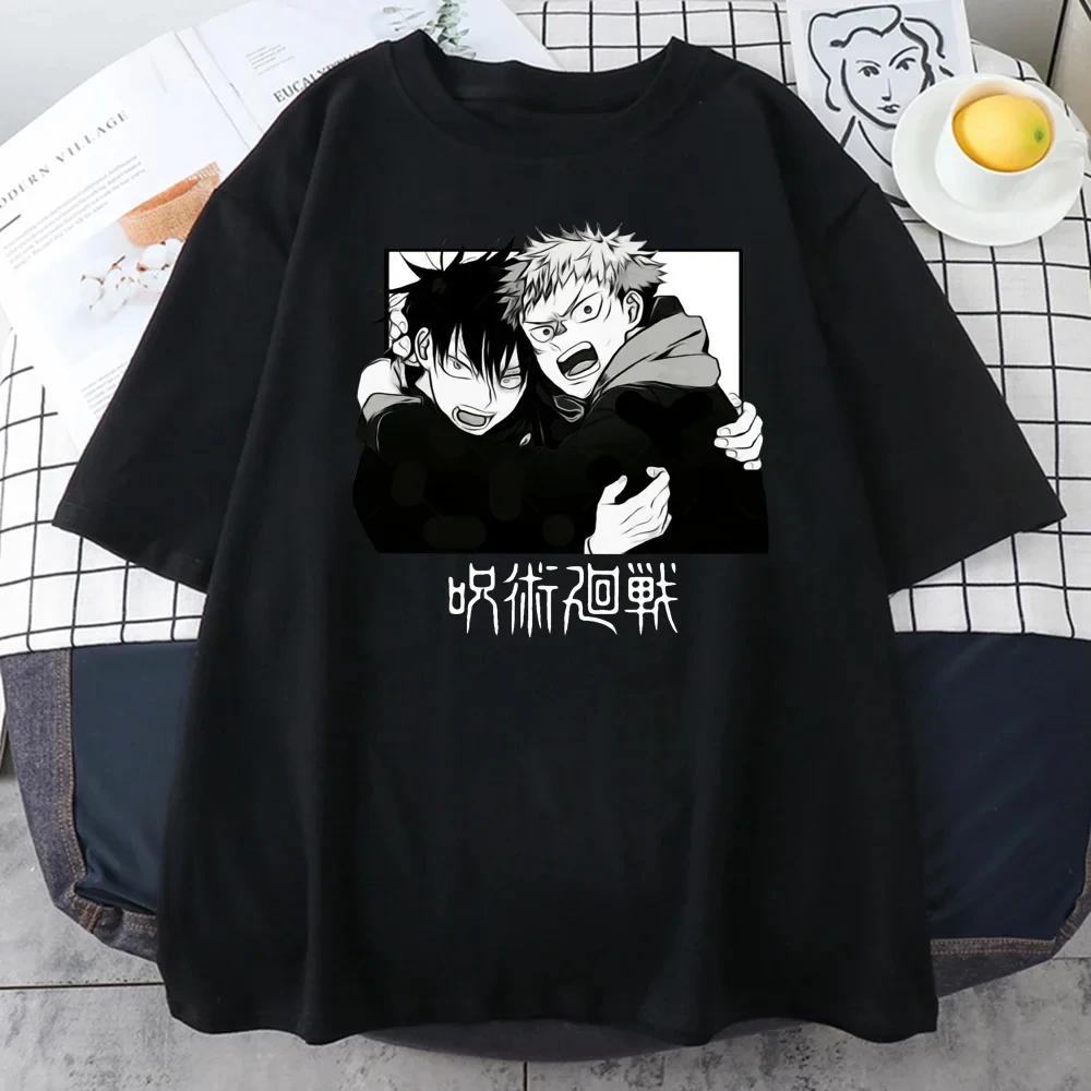 Sommar Herr T-shirt Jujutsu Kaisen Grafiskt Tryck Mode Harajuku 2024 Kläder Orsak och Verkan Dam Y2K Toppar T-shirt