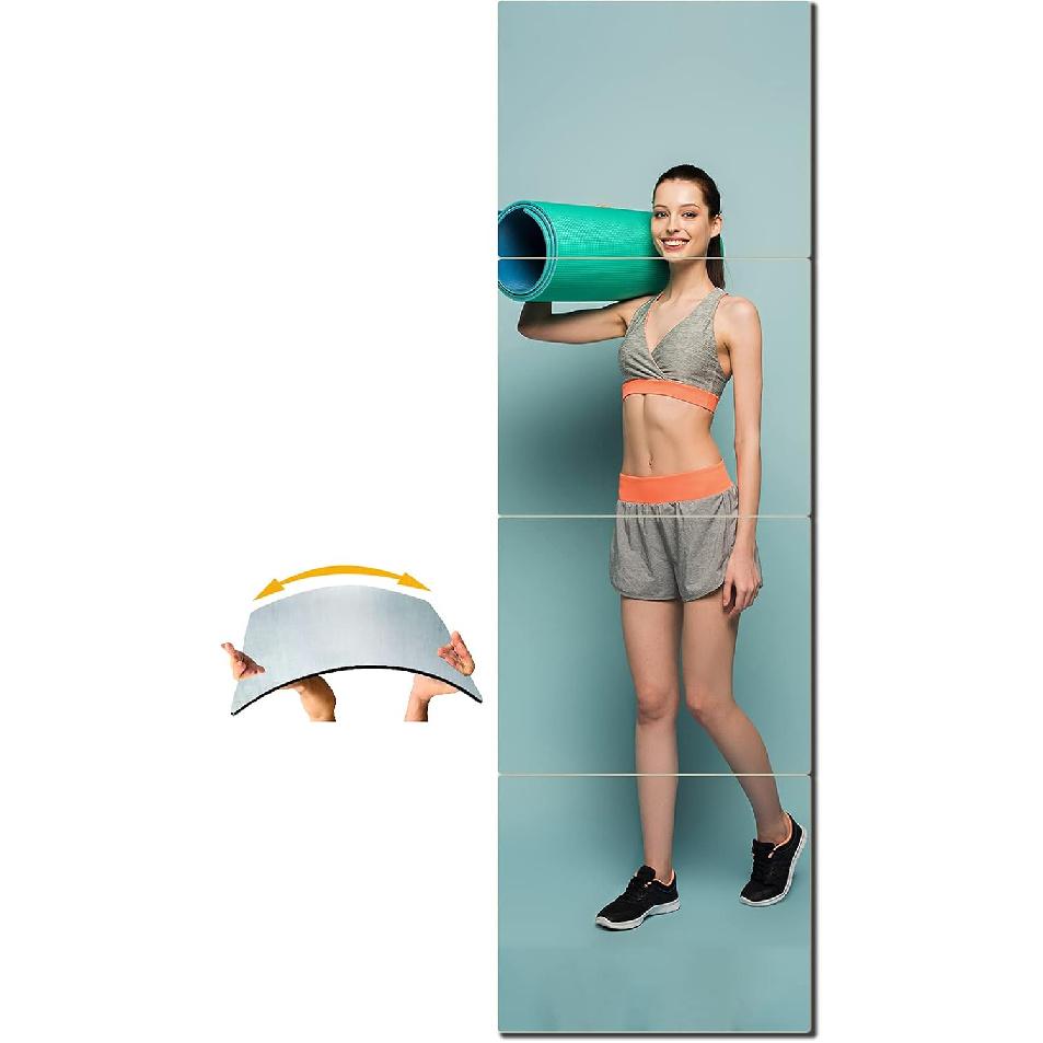 Shatterproof Wall Mirror Full Length for Bedroom, Acrylic Gym Mirrors For Home, Extra Thick: 0.12 inch, 12 x 12 inch x 4 Pcs, Workout Mirrors Safe