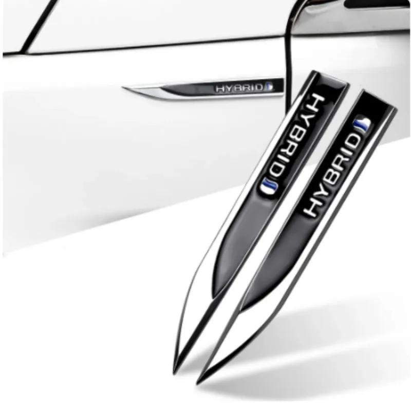 Metal Badge for Car Side Bumpers Stickers for Toyota HYBRID Synergy Drive Prius Camry Rav4 Crown Auris 2 Pieces