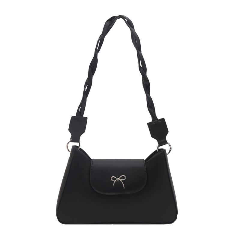 fashionable retro largecapacity summer new textured casual bow crossbody underarm small square bag woman чёрный