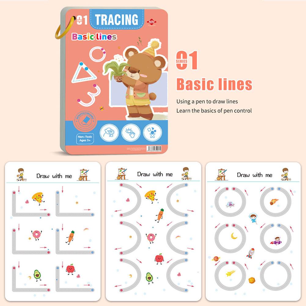 32 Page Reusable Magic Practice Notebook Set Magical Tracing Workbook Montessori Educational Books for Children Pen Control Learning Writing Skills
