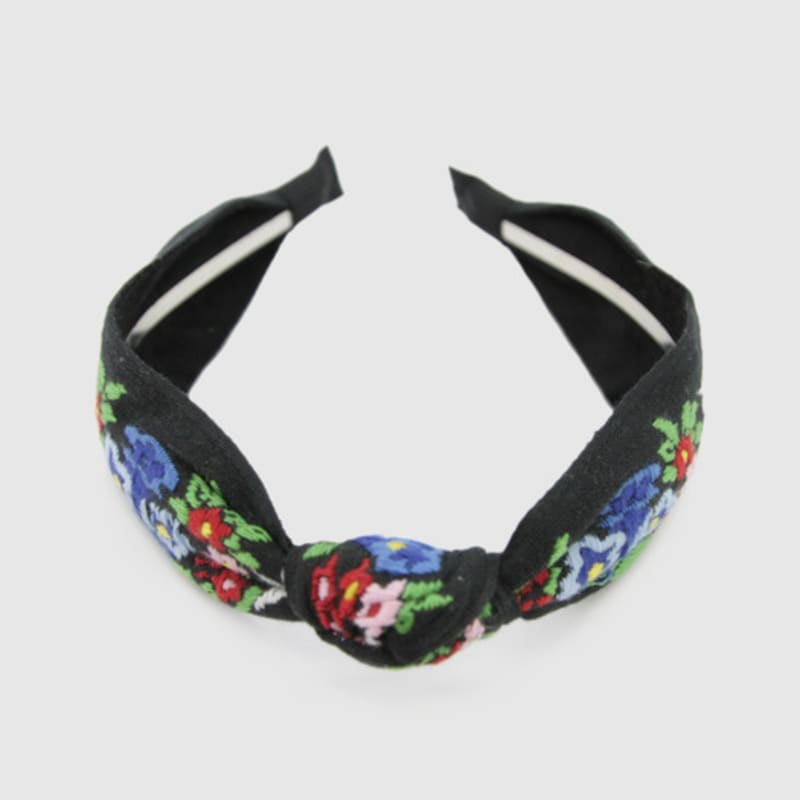 LALA Böhmisches Blumen-Haarband - Schwarz