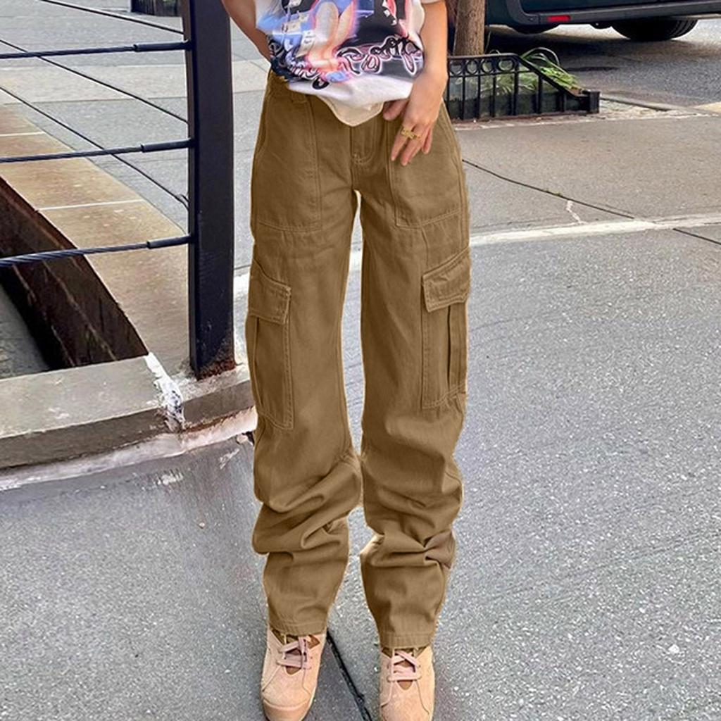 Womens Baggy Cargo Pants Streetwear Hip Hop Joggers Sweatpants  Casual Loose Wide Leg Trousers