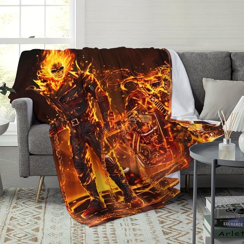 Medieval Fantasy Art Ghost Rider Blanket Super Soft Warm Bed Perfect for All Seasons, Home Travel Camping and Leisure Activities
