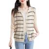 Striped Hooded Sun Protection Cardigan for Women Loose and Slimming Knitted Shirt Sweater