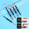 1Pc Mini Dual Ended Makeup Brush for Eyebrow Eyeshadow Eyeliner with Dust-proof Cover - Contouring Cosmetic Tool