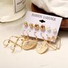 6pairs/set Women Stylish Leaf Pearl Tassel Earrings Set