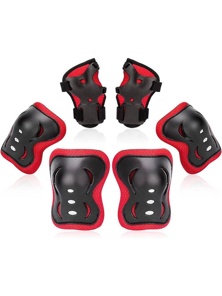 6PCS Kids Protective Gear Set for 3-15 Years, Knee Elbow Pads & Wrist Guards for Skateboard Cycling Skating Scooter