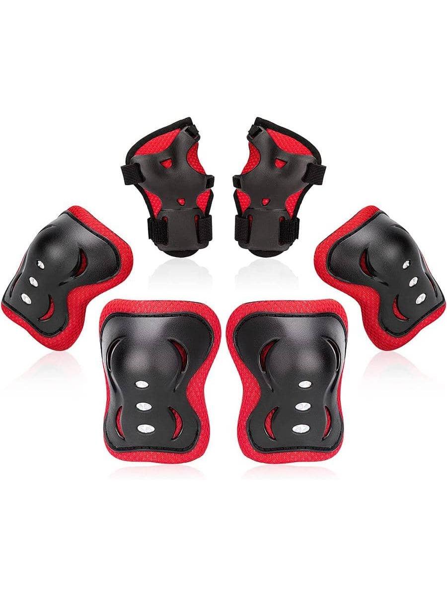 

6PCS Kids Protective Gear Set for 3-15 Years, Knee Elbow Pads & Wrist Guards for Skateboard Cycling Skating Scooter червоний