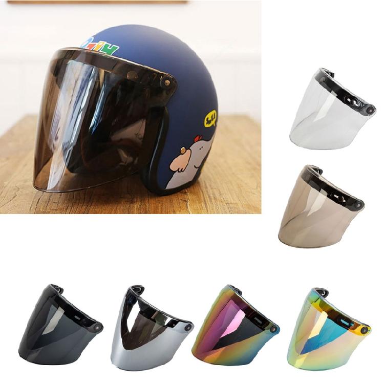 3-snap Open Face Helmet Bubble Visor for Sun Shade Protector for Motorcycle Ridi
