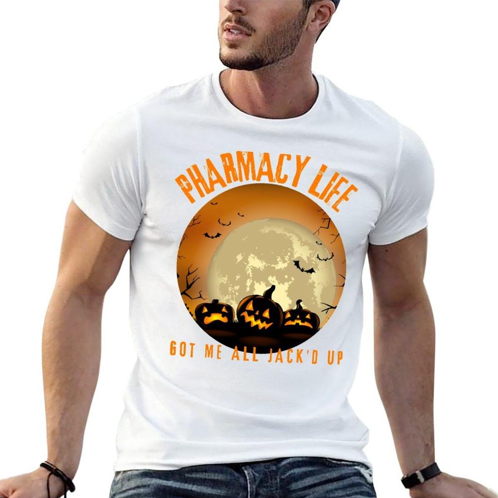 Pharmacy Halloween TShirt Big Size Short Sleeve Tee for Unisex