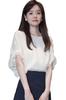 Blouse Summer Crew Neck Top Short Sleeve Shirt Chiffon Solid Pullover Jacket Loose Fit Stylish Feminine Clean Adult Casual OL Commuting [H. Zroy]