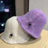Korean Style Knitted Fisherman Hat for Women In Autumn and Winter All Match Plain Bucket Hat Thickened Warm Woolen Hat Small Basin Hat Showing Face