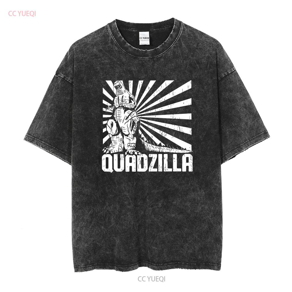 Mens Quadzilla T Shirt Funny Gym Leg Day Joke Workout Top vintage Washed homme Slightly graphic fashion Comfortable Stretched