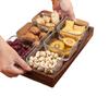 Luxury Glass Walnut Fruit & Snack Plate with Candy Compartments for Living Room Coffee Table