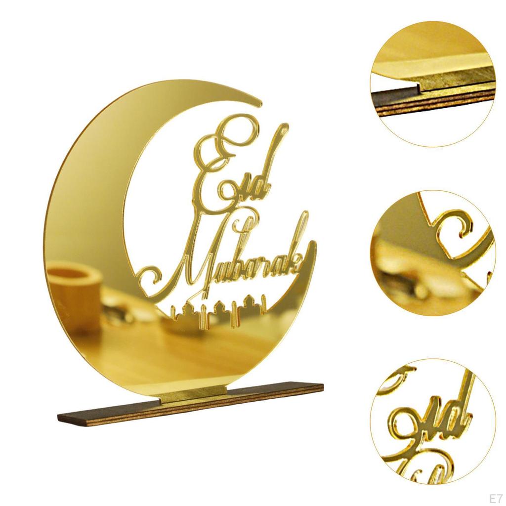 Eid Mubarak Decoration Acrylic Embellishment Portable Desktop Ornament Plaque for Bedroom Islamic