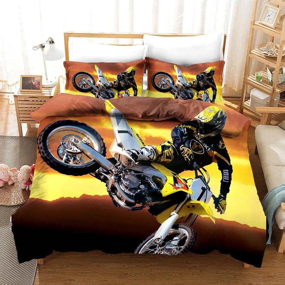 Sexy Girl Motocross Duvet Cover Extreme Sports Theme Bedding Set For Boys Teens Man Microfiber 3D Beauty Queen King Quilt Cover