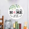 Interchangeable Welcome Sign Door Decoration Pendant 12 Inch Round Wooden Welcome Sign Flower Wreath For Front Porch