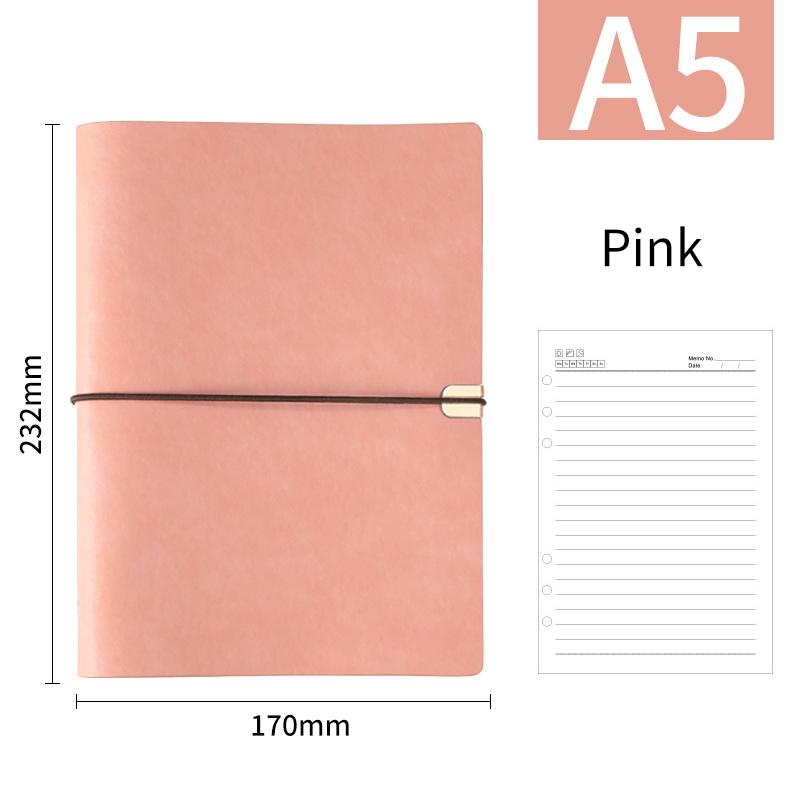 A5 B5 Business Leather Journal Notebooks 6 Ring Binder Planner with 100 Sheets  Blank Printed Loose-leaf Diary Notebook