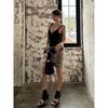 Kkx American Style Gyaru Style V-neck Low Cut Solid Sling Top Street Sexy Tight Slimming Sleeveless Jumpsuit for Women