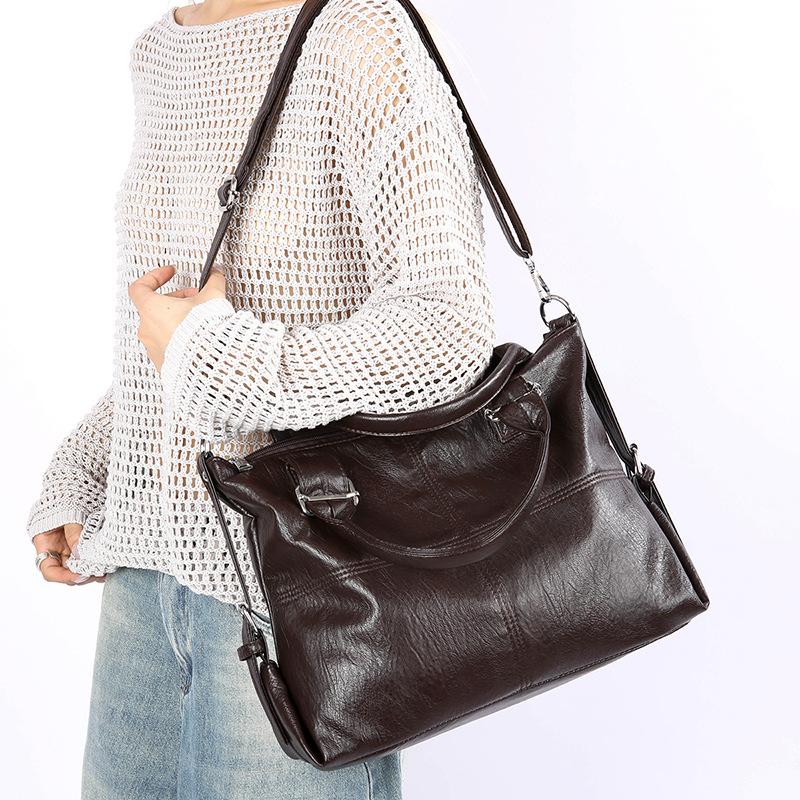 Retro Women's Bag Middle-aged and Elderly Women's Mother's Bag Single-shoulder Crossbody Handbag Soft Leather Bag