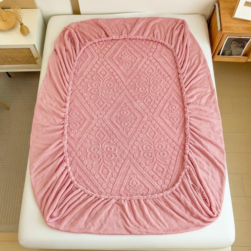 2025 Vinter Varmt Pels Laken Plysj Stoff Madrassbeskytter Myk Melkevelur Sengeteppe Senge Madrassbeskytter Sengetøy Klut