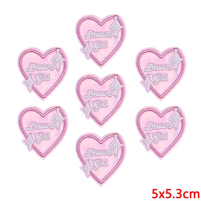 10PCS Wholesale Pink Bow Crown Lips Embroidery Patches For Clothing DIY Thermoadhesive Patches On Clothes Iron On Patch Backpack