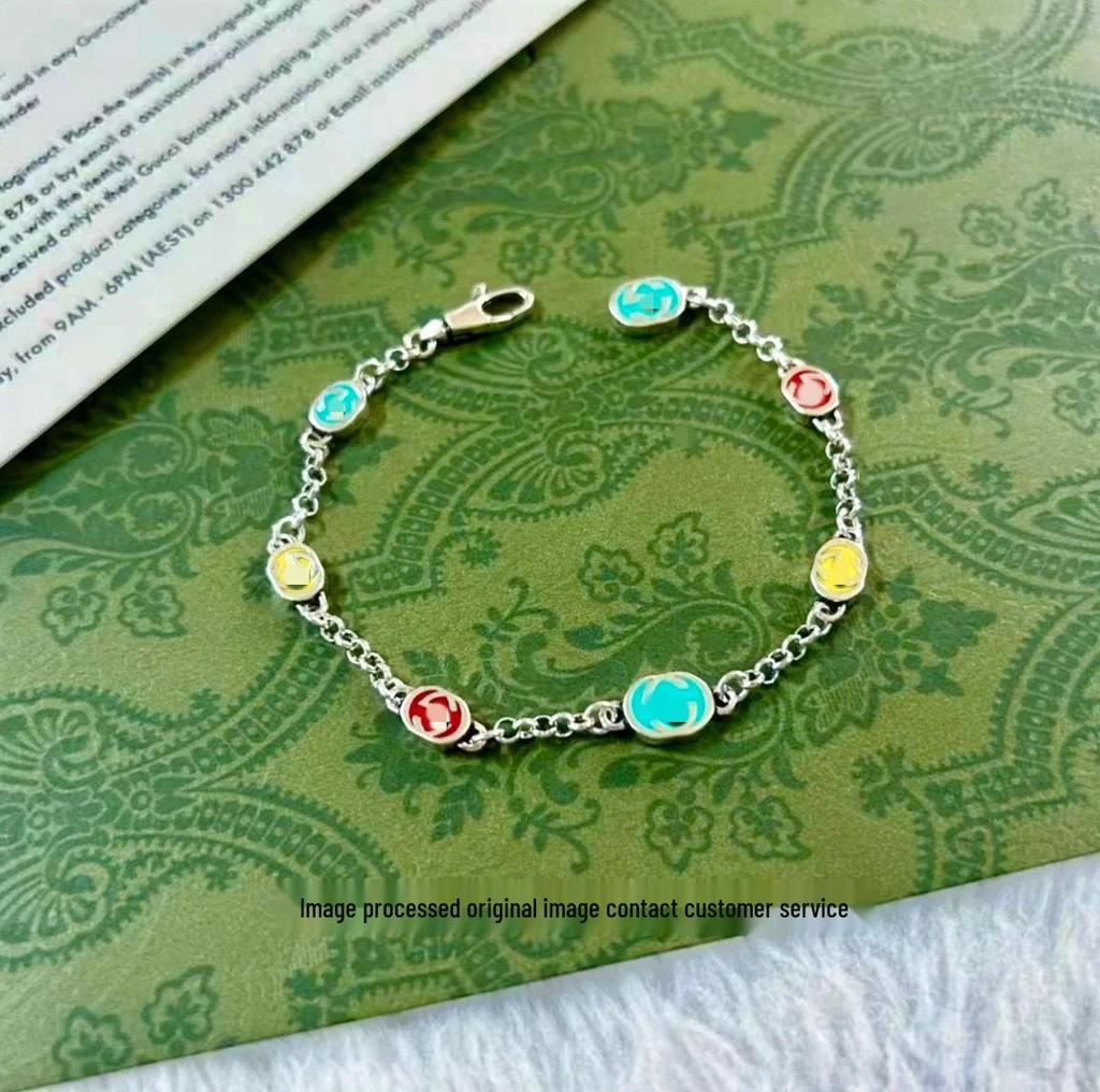Cloisonné Distressed Colorful Minimalist 925 Silver Bracelet for Men and Women