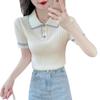 Women's Color Block Polo Collar Ice Silk Knit Top - Summer 2025 Edition